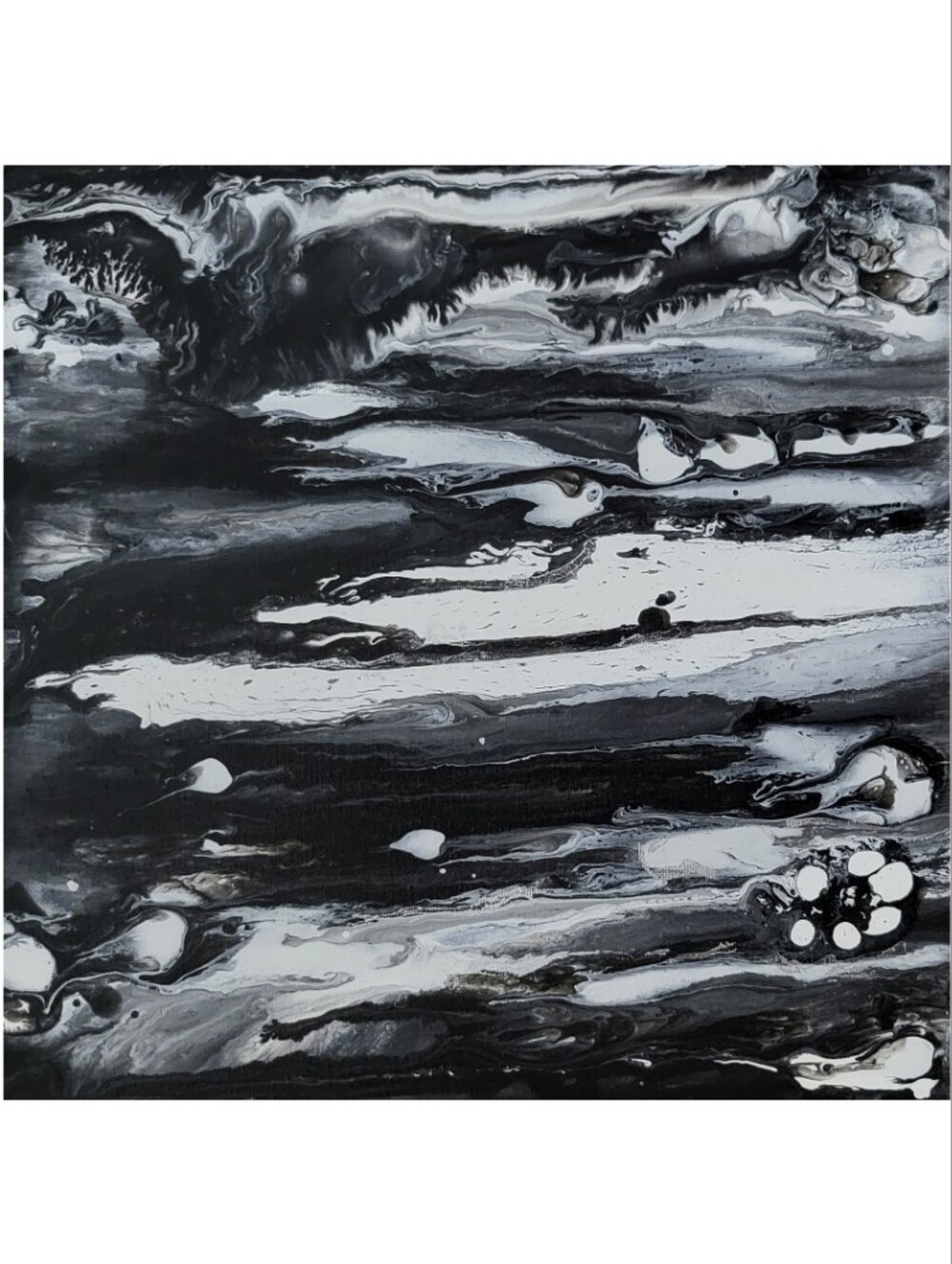 Hand Crafted Abstract Black & White 12x12 Inches Wall Art Canvas Painting - Picture 6 of 6
